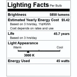Eiko LED Light Bulb (09640) -LED Glow Shop 09640 Lighting Facts Labelmd 1
