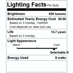 TCP LED Light Bulb (14126) -LED Glow Shop 14126 Lighting Facts Labelmd