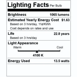 TCP LED Reflector Flood Retrofit (19076) -LED Glow Shop 19076 Lighting Facts Labelmd