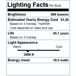 Satco LED Ceiling Light Fixture (20503) -LED Glow Shop 20503 Lighting Facts Labelmd