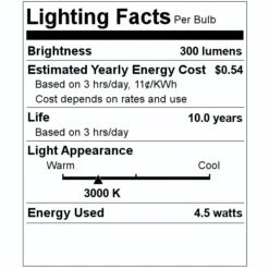 Feit Electric LED Light Bulb (3 Pack) (20826) 7 Feit Electric LED Light Bulb (3 Pack) (20826) -LED Glow Shop 20826 Lighting Facts Labelmd