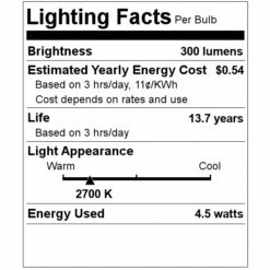 Feit Electric LED Light Bulb (2 Pack) (20921) 7 Feit Electric LED Light Bulb (2 Pack) (20921) -LED Glow Shop 20921 Lighting Facts Labelmd