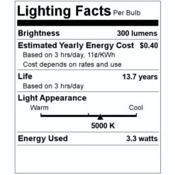 Feit Electric LED Light Bulb (2 Pack) (21121) -LED Glow Shop 21121 Lighting Facts Labelmd