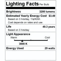 TCP LED Troffer (29155) -LED Glow Shop 29155 Lighting Facts Labelmd