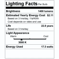 Satco LED Light Bulb (29455) -LED Glow Shop 29455 Lighting Facts Labelmd