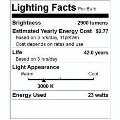 TCP LED Troffer With Battery Backup (29577) -LED Glow Shop 29577 Lighting Facts Labelmd