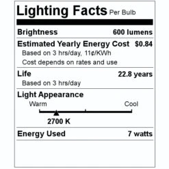 TCP LED Narrow Flood Retrofit (31285) -LED Glow Shop 31285 Lighting Facts Labelmd