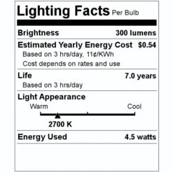 Sylvania LED Light Bulb (6 Pack) (40878) -LED Glow Shop 40878 Lighting Facts Labelmd
