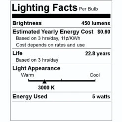 Feit Electric LED Light Bulb (42555) -LED Glow Shop 42555 Lighting Facts Labelmd