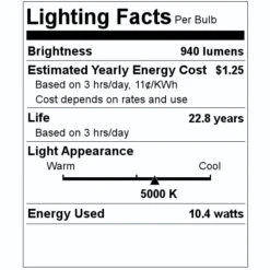 Feit Electric LED Light Bulb (42565) -LED Glow Shop 42565 Lighting Facts Labelmd