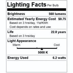 Feit Electric LED Light Bulb (2 Pack) (51916) 7 Feit Electric LED Light Bulb (2 Pack) (51916) -LED Glow Shop 51916 Lighting Facts Labelmd