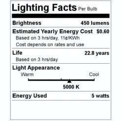 Feit Electric LED Light Bulb (52156) -LED Glow Shop 52156 Lighting Facts Labelmd