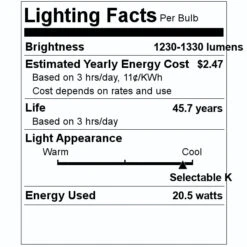 Nuvo LED Ceiling Light Fixture With Microwave Sensor (62150) -LED Glow Shop 62150 Lighting Facts Labelmd