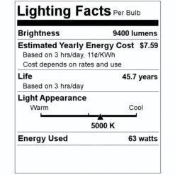 Commercial LED HID Light Bulb (70841) -LED Glow Shop 70841 Lighting Facts Labelmd