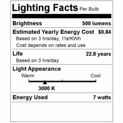Feit Electric LED Light Bulb (74655) -LED Glow Shop 74655 Lighting Facts Labelmd