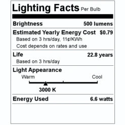 Feit Electric LED Light Bulb (74795) -LED Glow Shop 74795 Lighting Facts Labelmd