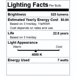 Bulbrite LED Reflector Flood Retrofit (772717) -LED Glow Shop 772717 Lighting Facts Labelmd