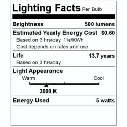 Bulbrite Antique Reproduction LED Filament Light Bulb (776629) -LED Glow Shop 776629 Lighting Facts Labelmd