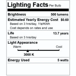 Bulbrite LED Filament Light Bulb (776788) -LED Glow Shop 776788 Lighting Facts Labelmd