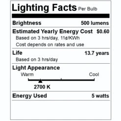 Bulbrite LED Filament Light Bulb (776887) -LED Glow Shop 776887 Lighting Facts Labelmd