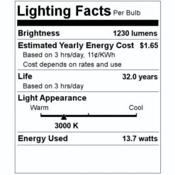 Soraa LED Light Bulb (777683) -LED Glow Shop 777683 Lighting Facts Labelmd