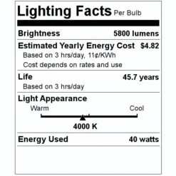 Halco LED Light Bulb (84026) -LED Glow Shop 84026 Lighting Facts Labelmd